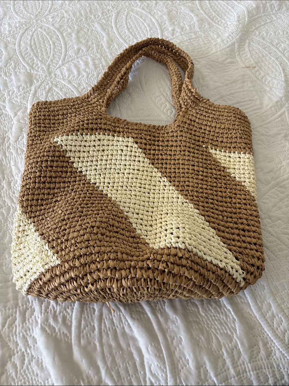 btb Los Angeles Two Tone Rafia Tote